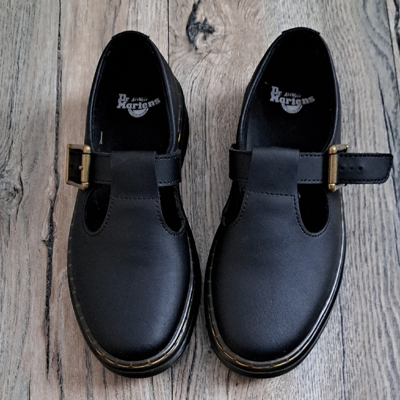 Dr. Martens Shoes - Dr. Martens Kids Black Dress Shoes with Gold Accent